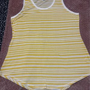 LuLaRoe Yellow and White Striped Tank Top